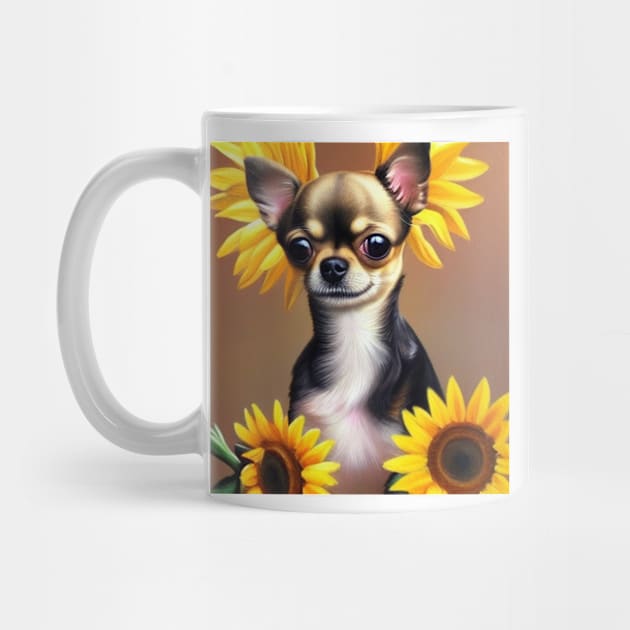 Chihuahua with Sunflowers by TrapperWeasel
